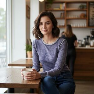 Kokun Women’s Overdye Fitted Crew Bamboo Cashmere Top